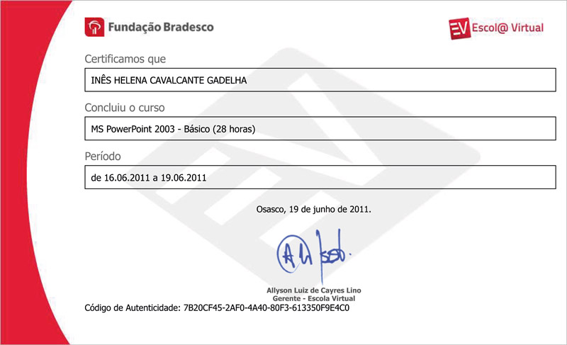 Curso de MS PowerPoint 2003 - Básico na Fundação Bradesco
